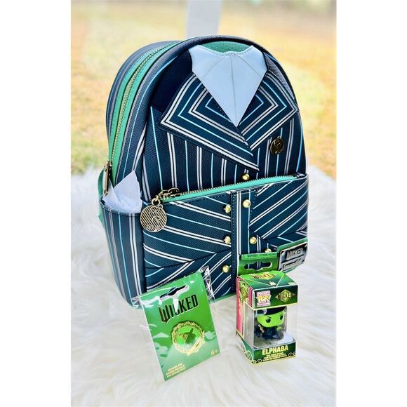 *NEW 3 PACK* Loungefly Wicked Elphaba MiniBackpack, Funko Pop Keychain, & BL Pin - Picture 2 of 8